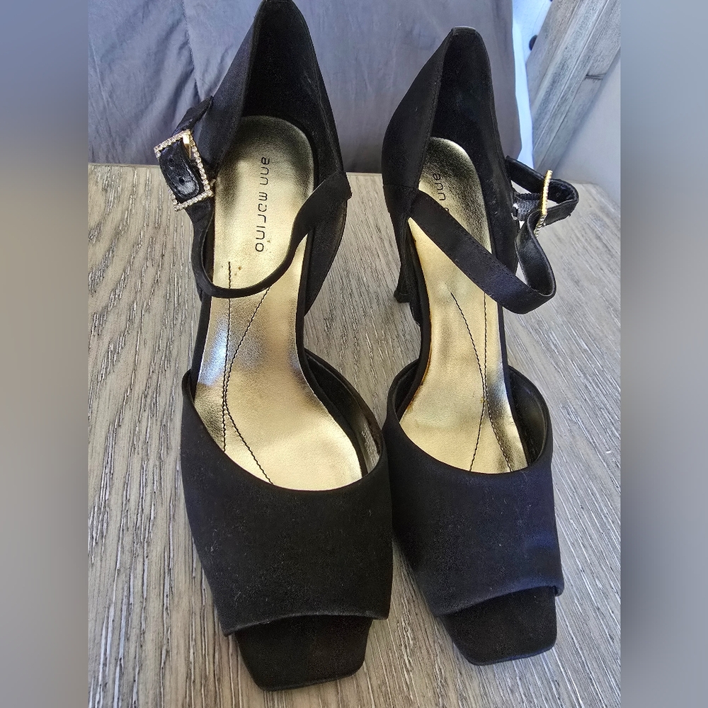 Ann Marino Black Satin Heels